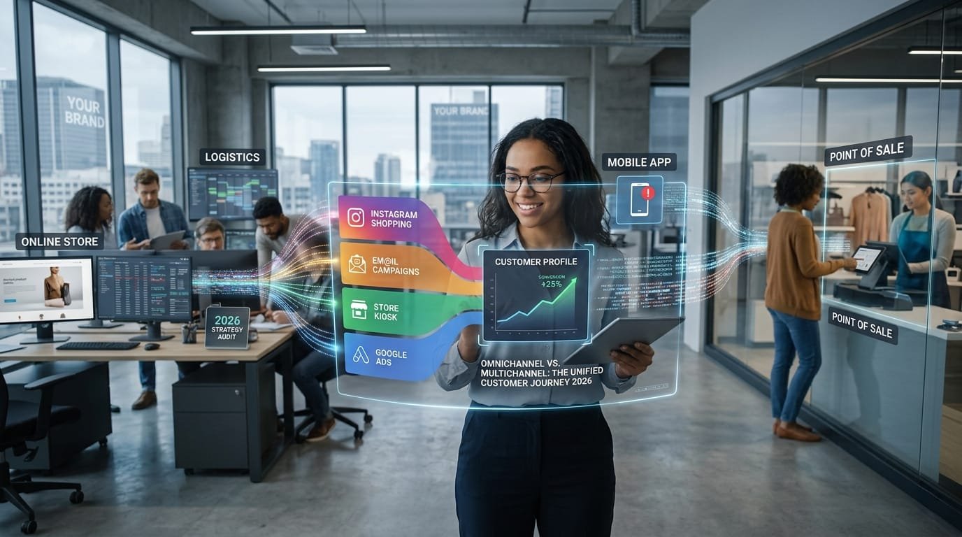 A photo split-screen illustrating business digital transformation. A confused traditional business man at a desk with a vintage computer and files, beside a professional woman on a data highway analyzing growth analytics and social media icons.